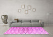 Machine Washable Abstract Pink Modern Rug in a Living Room, wshabs4543pnk