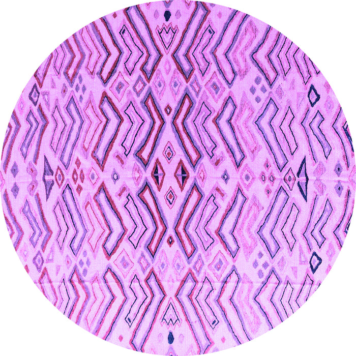 Round Machine Washable Abstract Purple Modern Area Rugs, wshabs4543pur
