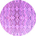 Round Machine Washable Abstract Purple Modern Area Rugs, wshabs4543pur