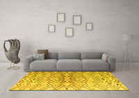 Machine Washable Abstract Yellow Modern Rug, wshabs4543yw