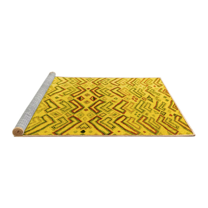 Sideview of Machine Washable Abstract Yellow Modern Rug, wshabs4543yw