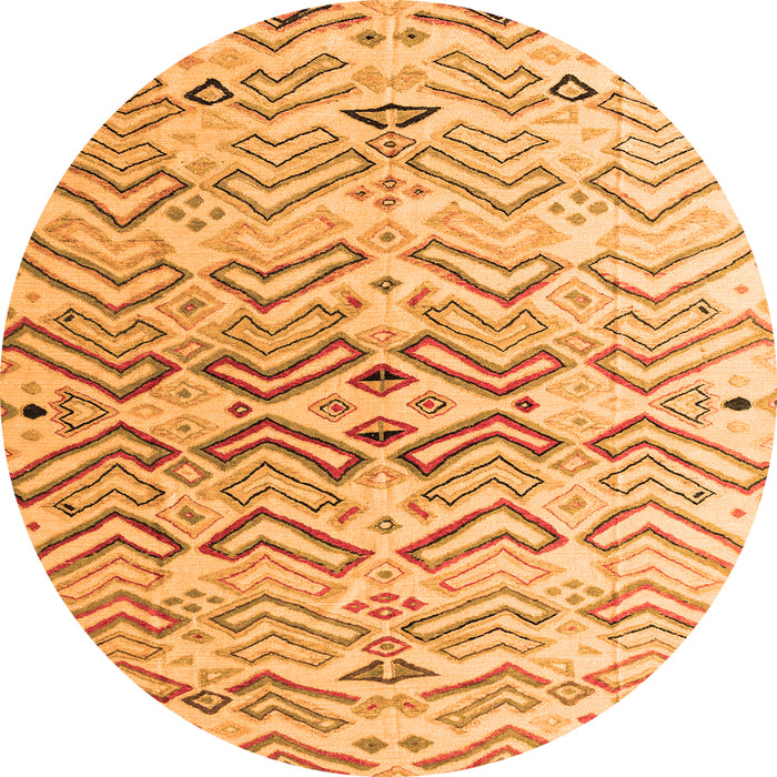 Round Abstract Orange Modern Rug, abs4543org