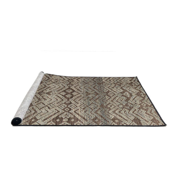 Sideview of Machine Washable Abstract Coffee Brown Rug, wshabs4544