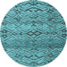 Round Machine Washable Abstract Light Blue Modern Rug, wshabs4544lblu