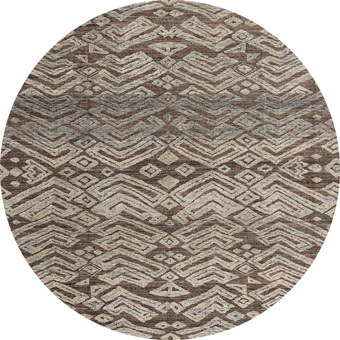 Round Machine Washable Abstract Coffee Brown Rug, wshabs4544