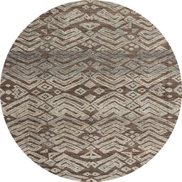 Round Abstract Coffee Brown Modern Rug, abs4544