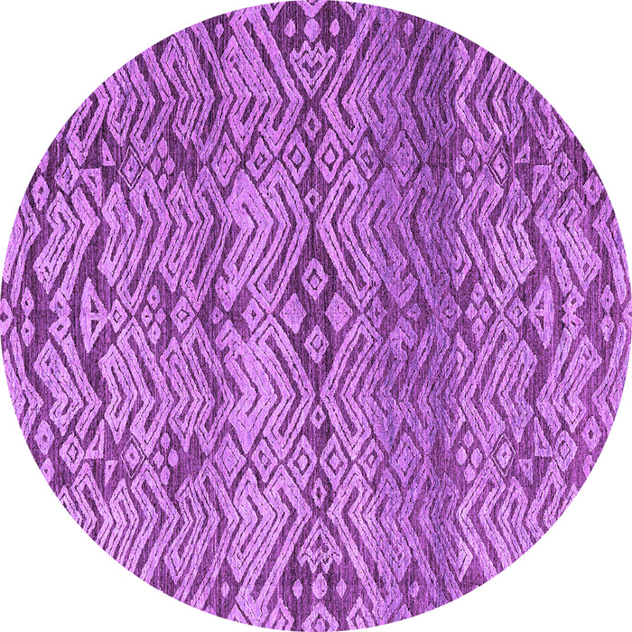 Round Machine Washable Abstract Purple Modern Area Rugs, wshabs4544pur