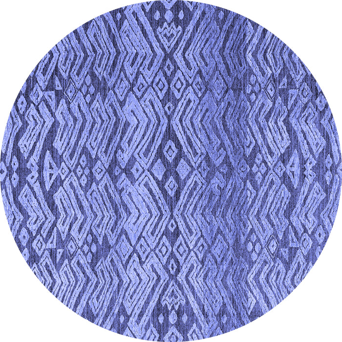 Round Machine Washable Abstract Blue Modern Rug, wshabs4544blu