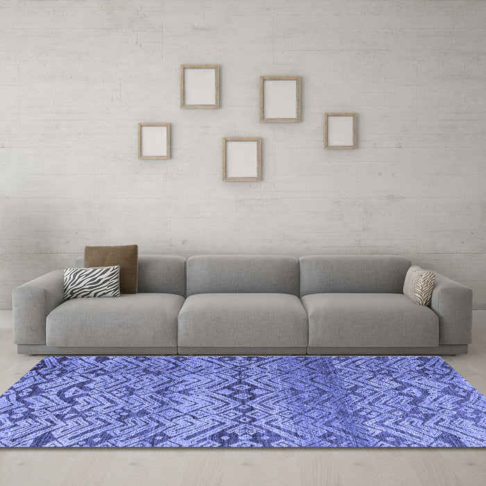 Machine Washable Abstract Blue Modern Rug in a Living Room, wshabs4544blu