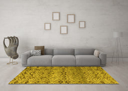 Machine Washable Abstract Yellow Modern Rug in a Living Room, wshabs4544yw