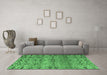 Machine Washable Abstract Emerald Green Modern Area Rugs in a Living Room,, wshabs4544emgrn