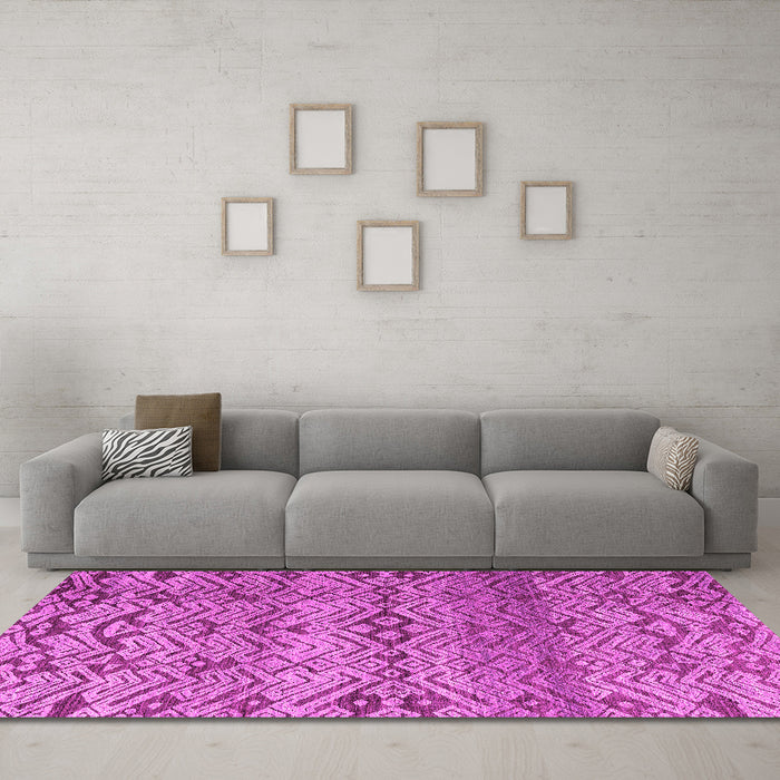 Machine Washable Abstract Pink Modern Rug in a Living Room, wshabs4544pnk