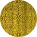 Round Abstract Yellow Modern Rug, abs4544yw