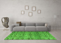 Machine Washable Abstract Green Modern Rug, wshabs4544grn