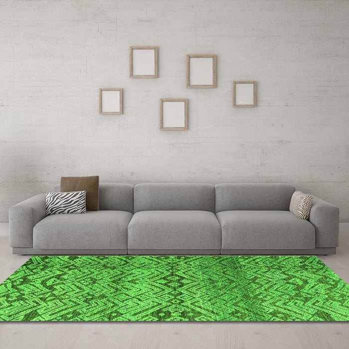 Machine Washable Abstract Green Modern Area Rugs in a Living Room,, wshabs4544grn