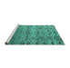 Sideview of Machine Washable Abstract Turquoise Modern Area Rugs, wshabs4544turq