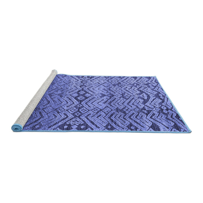 Sideview of Machine Washable Abstract Blue Modern Rug, wshabs4544blu