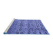 Sideview of Machine Washable Abstract Blue Modern Rug, wshabs4544blu