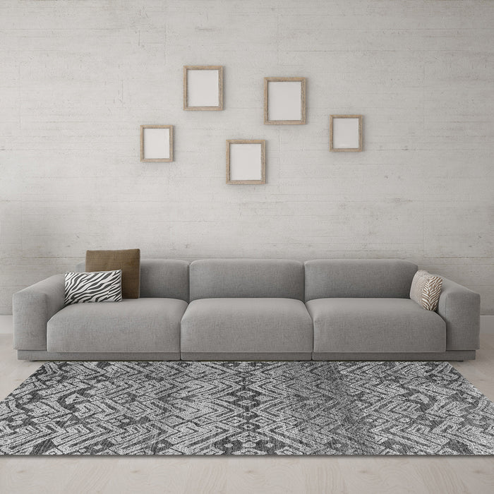 Machine Washable Abstract Gray Modern Rug in a Living Room,, wshabs4544gry