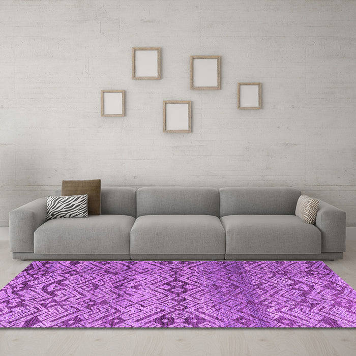Machine Washable Abstract Purple Modern Area Rugs in a Living Room, wshabs4544pur