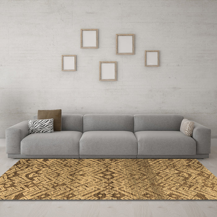 Machine Washable Abstract Brown Modern Rug in a Living Room,, wshabs4544brn
