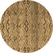 Round Abstract Brown Modern Rug, abs4544brn