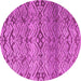 Round Machine Washable Abstract Pink Modern Rug, wshabs4544pnk