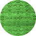 Round Machine Washable Abstract Green Modern Area Rugs, wshabs4544grn