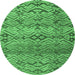 Round Abstract Emerald Green Modern Rug, abs4544emgrn