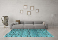 Machine Washable Abstract Light Blue Modern Rug, wshabs4544lblu