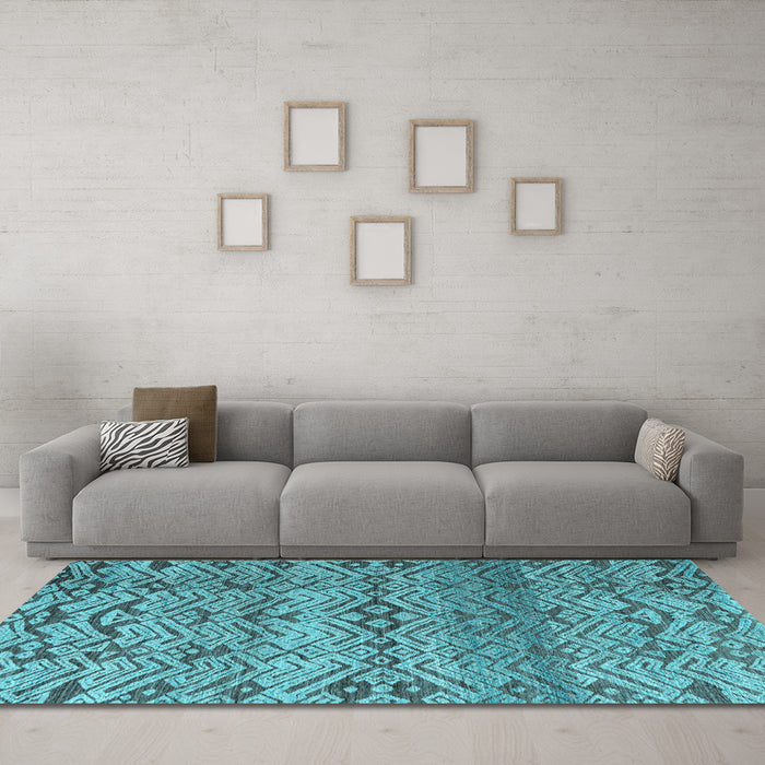 Machine Washable Abstract Light Blue Modern Rug in a Living Room, wshabs4544lblu