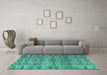 Machine Washable Abstract Turquoise Modern Area Rugs in a Living Room,, wshabs4544turq