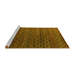Sideview of Machine Washable Abstract Yellow Modern Rug, wshabs4545yw
