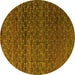 Round Machine Washable Abstract Yellow Modern Rug, wshabs4545yw