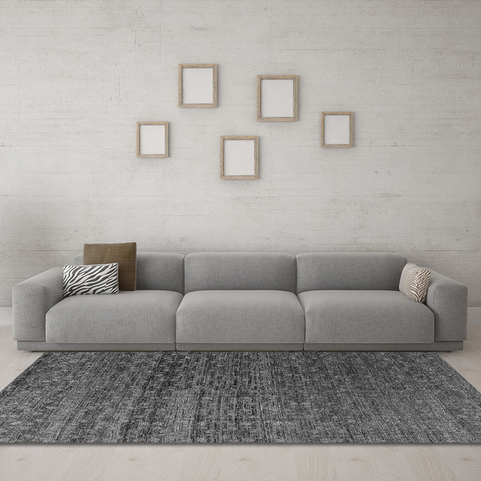 Machine Washable Abstract Gray Modern Rug in a Living Room,, wshabs4545gry