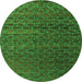 Round Abstract Green Modern Rug, abs4545grn