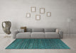 Machine Washable Abstract Turquoise Modern Area Rugs in a Living Room,, wshabs4545turq