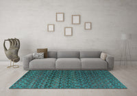 Machine Washable Abstract Turquoise Modern Rug, wshabs4545turq