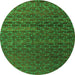 Round Machine Washable Abstract Green Modern Area Rugs, wshabs4545grn