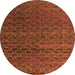 Round Machine Washable Abstract Orange Modern Area Rugs, wshabs4545org