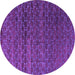 Round Machine Washable Abstract Purple Modern Area Rugs, wshabs4545pur