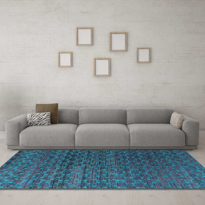 Machine Washable Abstract Light Blue Modern Rug in a Living Room, wshabs4545lblu