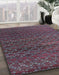 Abstract French Lilac Purple Modern Rug in Family Room, abs4545