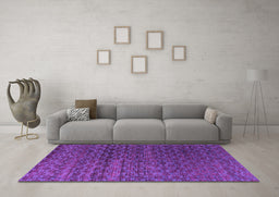 Machine Washable Abstract Purple Modern Area Rugs in a Living Room, wshabs4545pur
