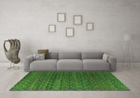 Machine Washable Abstract Green Modern Rug, wshabs4545grn