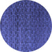 Round Machine Washable Abstract Blue Modern Rug, wshabs4545blu