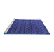 Sideview of Machine Washable Abstract Blue Modern Rug, wshabs4545blu