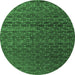 Round Abstract Emerald Green Modern Rug, abs4545emgrn