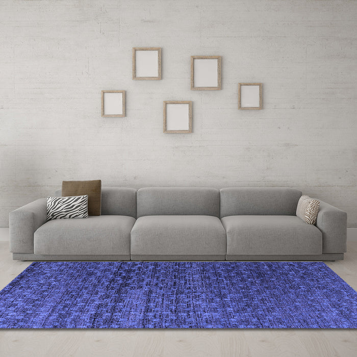 Machine Washable Abstract Blue Modern Rug in a Living Room, wshabs4545blu