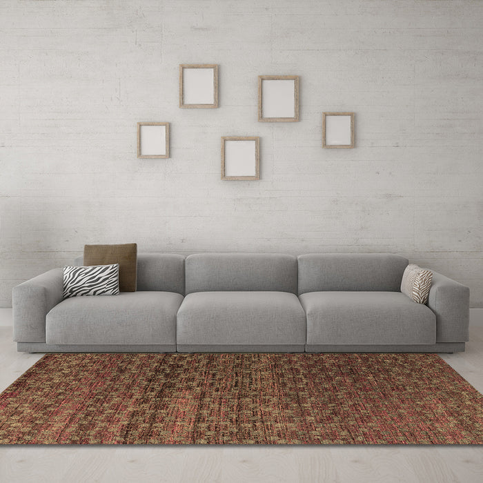 Machine Washable Abstract Brown Modern Rug in a Living Room,, wshabs4545brn